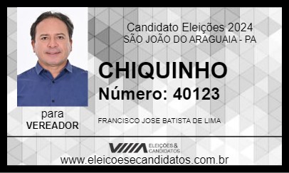 Candidato CHIQUINHO 2024 - SÃO JOÃO DO ARAGUAIA - Eleições