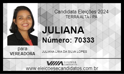 Candidato JULIANA 2024 - TERRA ALTA - Eleições