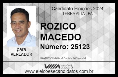 Candidato ROZICO MACEDO 2024 - TERRA ALTA - Eleições