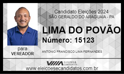 Candidato LIMA DO POVÃO 2024 - SÃO GERALDO DO ARAGUAIA - Eleições