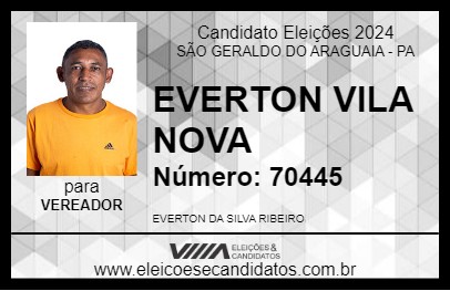 Candidato EVERTON VILA NOVA 2024 - SÃO GERALDO DO ARAGUAIA - Eleições