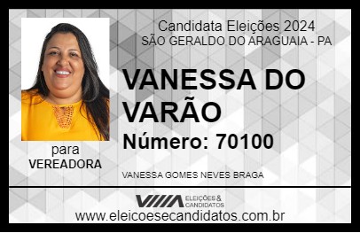 Candidato VANESSA DO VARÃO 2024 - SÃO GERALDO DO ARAGUAIA - Eleições