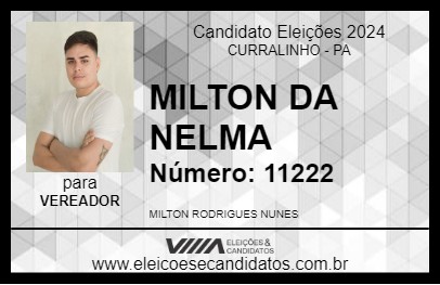 Candidato MILTON DA NELMA 2024 - CURRALINHO - Eleições