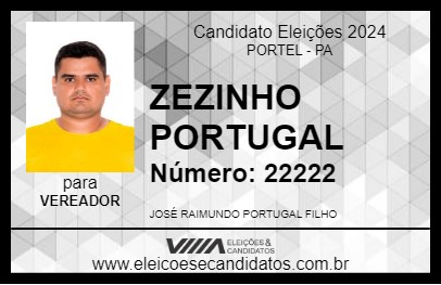 Candidato ZEZINHO PORTUGAL 2024 - PORTEL - Eleições