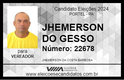 Candidato JHEMERSON DO GESSO 2024 - PORTEL - Eleições