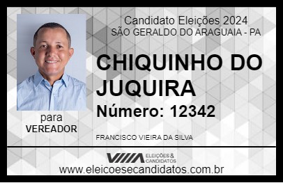 Candidato CHIQUINHO DO JUQUIRA 2024 - SÃO GERALDO DO ARAGUAIA - Eleições