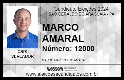 Candidato MARCO AMARAL 2024 - SÃO GERALDO DO ARAGUAIA - Eleições