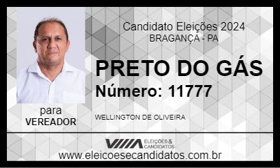 Candidato PRETO DO GÁS 2024 - BRAGANÇA - Eleições