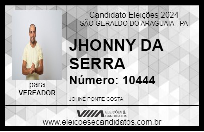 Candidato JOHNE DA SERRA 2024 - SÃO GERALDO DO ARAGUAIA - Eleições