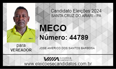 Candidato MECO 2024 - SANTA CRUZ DO ARARI - Eleições