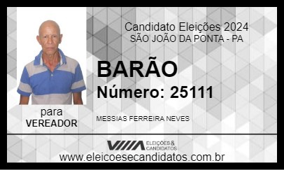 Candidato BARÃO 2024 - SÃO JOÃO DA PONTA - Eleições