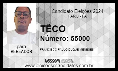 Candidato TÊCO 2024 - FARO - Eleições