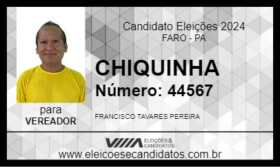 Candidato CHIQUINHA 2024 - FARO - Eleições