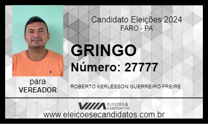 Candidato GRINGO 2024 - FARO - Eleições