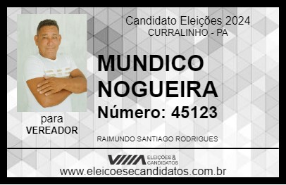 Candidato MUNDICO NOGUEIRA 2024 - CURRALINHO - Eleições