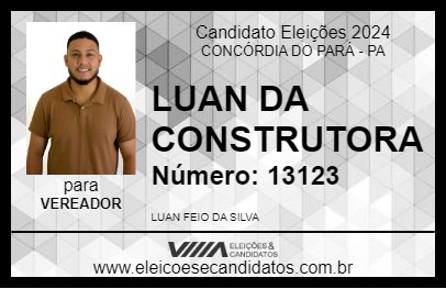 Candidato LUAN DA CONSTRUTORA 2024 - CONCÓRDIA DO PARÁ - Eleições