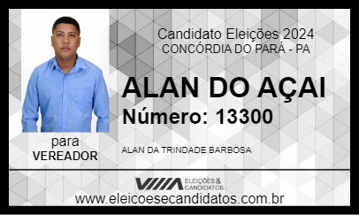 Candidato ALAN DO AÇAI 2024 - CONCÓRDIA DO PARÁ - Eleições