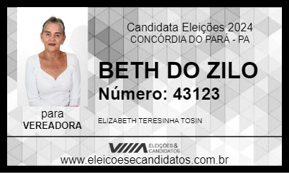 Candidato BETH DO ZILO 2024 - CONCÓRDIA DO PARÁ - Eleições