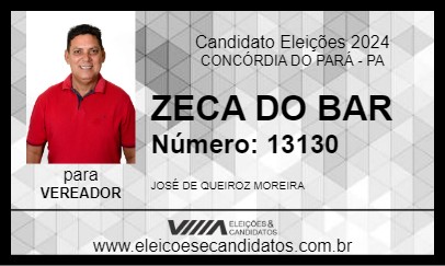 Candidato ZECA DO BAR 2024 - CONCÓRDIA DO PARÁ - Eleições