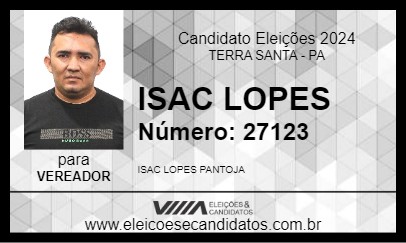 Candidato ISAC LOPES 2024 - TERRA SANTA - Eleições