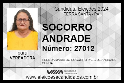 Candidato SOCORRO ANDRADE 2024 - TERRA SANTA - Eleições