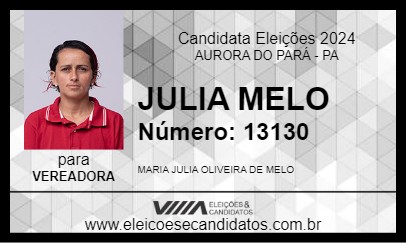 Candidato JULIA MELO 2024 - AURORA DO PARÁ - Eleições