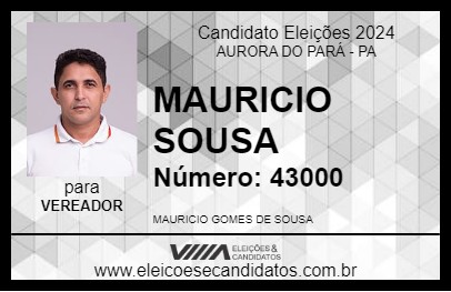 Candidato MAURICIO SOUSA 2024 - AURORA DO PARÁ - Eleições