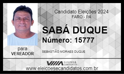 Candidato SABÁ DUQUE 2024 - FARO - Eleições