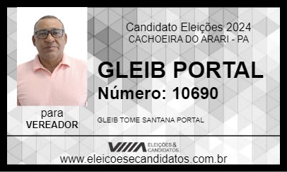 Candidato GLEIB PORTAL 2024 - CACHOEIRA DO ARARI - Eleições