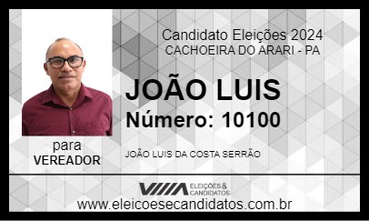 Candidato JOÃO LUIS 2024 - CACHOEIRA DO ARARI - Eleições