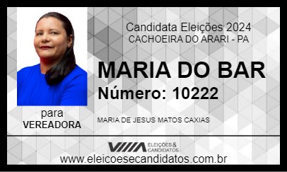 Candidato MARIA DO BAR 2024 - CACHOEIRA DO ARARI - Eleições