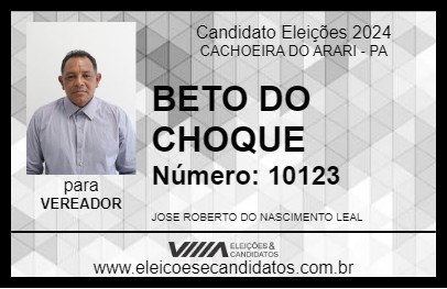 Candidato BETO DO CHOQUE 2024 - CACHOEIRA DO ARARI - Eleições