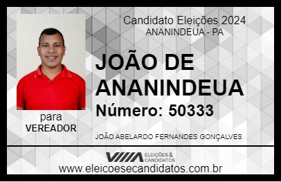 Candidato JOÃO DE ANANINDEUA 2024 - ANANINDEUA - Eleições