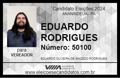 Candidato EDUARDO RODRIGUES 2024 - ANANINDEUA - Eleições