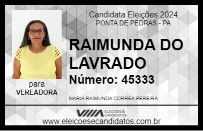 Candidato RAIMUNDA DO LAVRADO 2024 - PONTA DE PEDRAS - Eleições