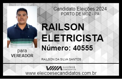 Candidato RAILSON ELETRICISTA 2024 - PORTO DE MOZ - Eleições