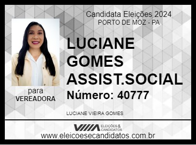 Candidato LUCIANE GOMES ASSIST. SOCIAL 2024 - PORTO DE MOZ - Eleições