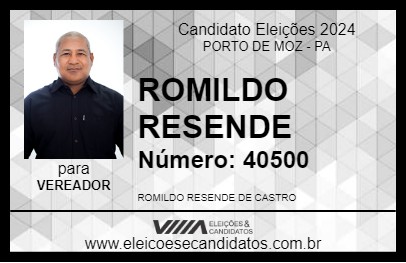 Candidato ROMILDO RESENDE 2024 - PORTO DE MOZ - Eleições