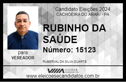 Candidato RUBINHO DA SAÚDE 2024 - CACHOEIRA DO ARARI - Eleições