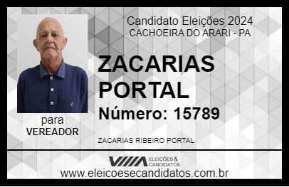 Candidato ZACARIAS PORTAL 2024 - CACHOEIRA DO ARARI - Eleições