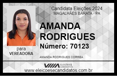 Candidato AMANDA RODRIGUES 2024 - MAGALHÃES BARATA - Eleições