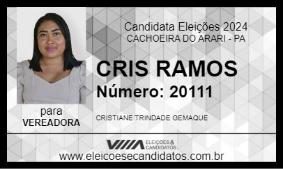 Candidato CRIS RAMOS 2024 - CACHOEIRA DO ARARI - Eleições