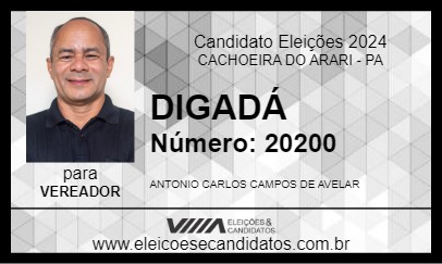 Candidato DIGADÁ 2024 - CACHOEIRA DO ARARI - Eleições