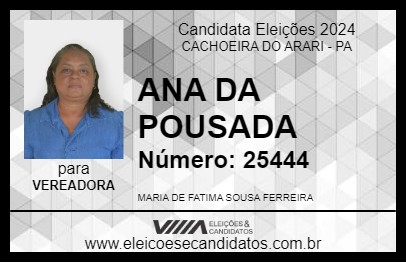 Candidato ANA DA POUSADA 2024 - CACHOEIRA DO ARARI - Eleições