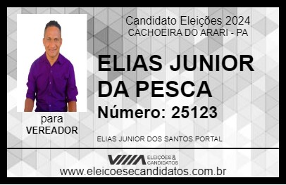 Candidato ELIAS JUNIOR DA PESCA 2024 - CACHOEIRA DO ARARI - Eleições