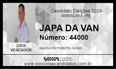 Candidato JAPA DA VAN 2024 - MARACANÃ - Eleições