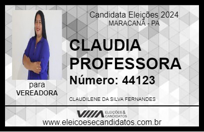 Candidato CLAUDIA PROFESSORA 2024 - MARACANÃ - Eleições