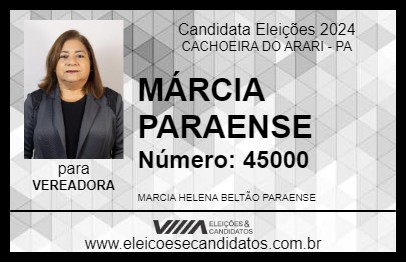 Candidato MÁRCIA PARAENSE 2024 - CACHOEIRA DO ARARI - Eleições