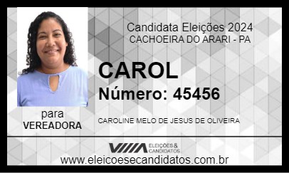 Candidato CAROL DA ASSEMBLEIA DE DEUS 2024 - CACHOEIRA DO ARARI - Eleições