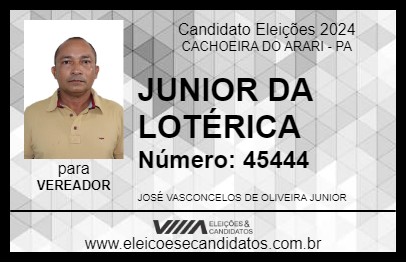 Candidato JUNIOR DA LOTÉRICA 2024 - CACHOEIRA DO ARARI - Eleições